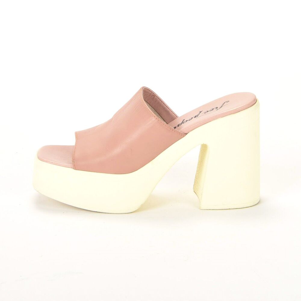 Free People Zoe Platform Leather Slide Pink Made in Italy Size 36